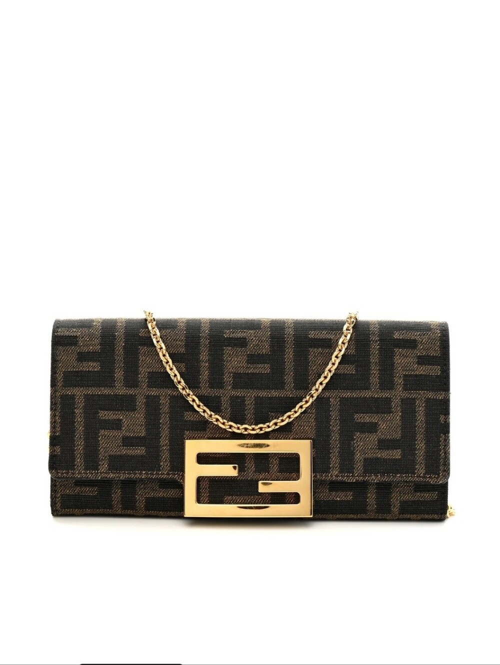 Fendi Brown Zucca Logo Fold-Over Wallet Clutch